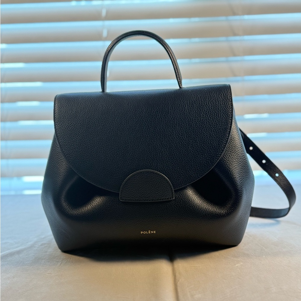 Polene Paris Numero Un Black Grained Leather Bag